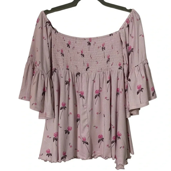 Free People Off Shoulder Tunic Top in Cloud Cherry Combo - Picture 8 of 12
